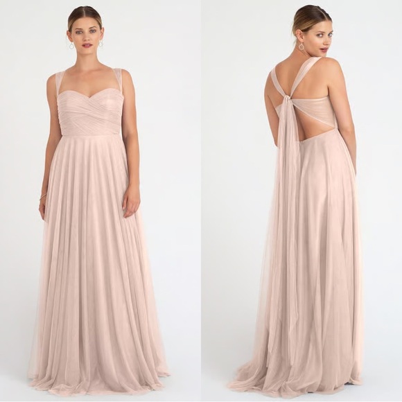 Jenny Yoo Julia Convertible Soft Blush Pale Pink Mesh Tulle Bridesmaid Dress 4 - Picture 1 of 7